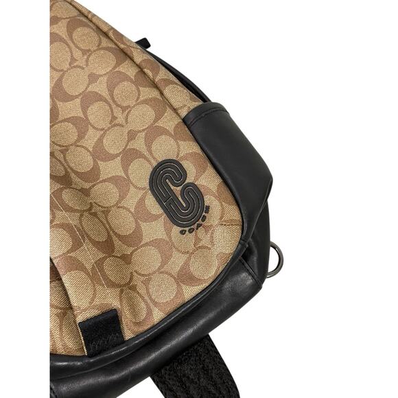 Coach Edge Pack Signature Canvas Black Brown Leather Sling Bag 89909 - Picture 2 of 16